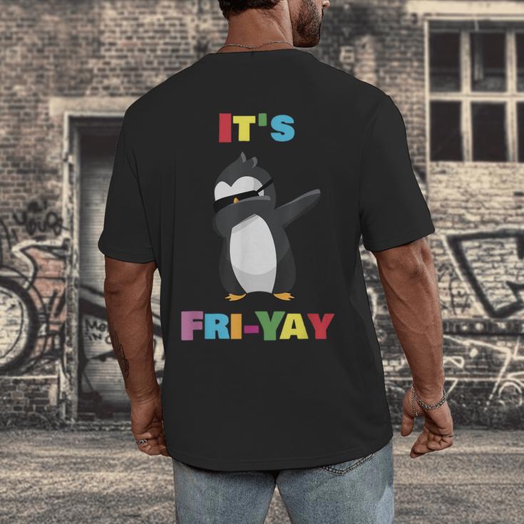 It's Fri-Yay Dabbing Penguin Friday Weekend Teacher Student Men's Back Print T-Shirt, funny design It's Fri-Yay Dabbing Penguin Friday Weekend Teacher Student Men's Back Print T-Shirt, funny design
