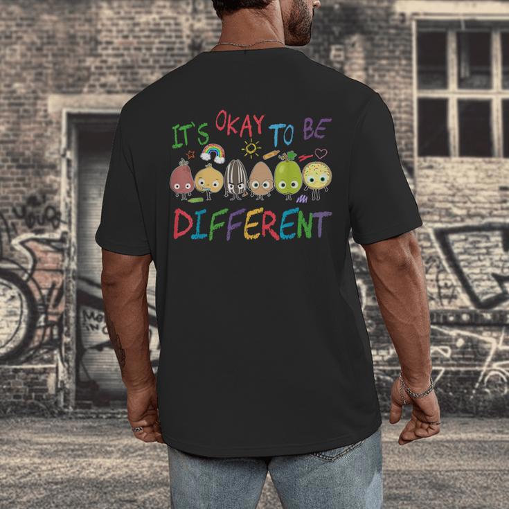 It's Ok To Be Different Apple Teacher Autism Awareness Men's Back Print T-Shirt, funny design It's Ok To Be Different Apple Teacher Autism Awareness Men's Back Print T-Shirt, funny design