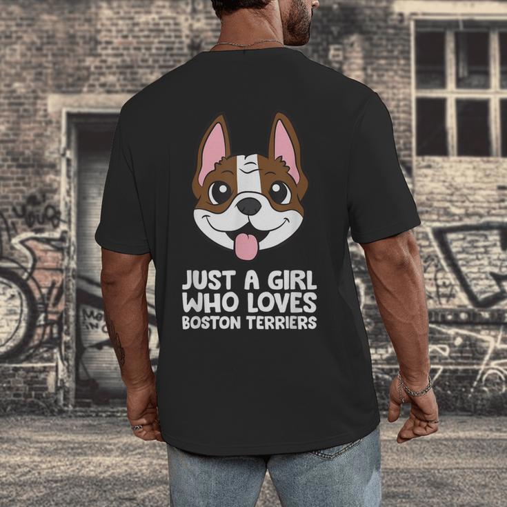Just a Girl Who Loves Boston Terriers Men's Back Print T-Shirt, funny design