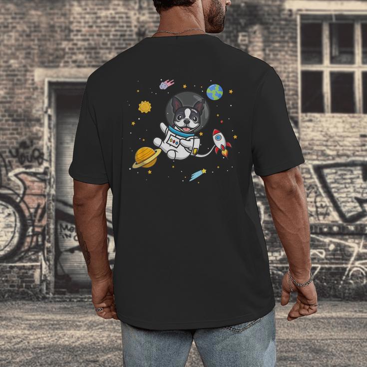 Kawaii Kids & Boys Astronaut Space Boston Terrier Dog Lover Men's Back Print T-Shirt, funny design