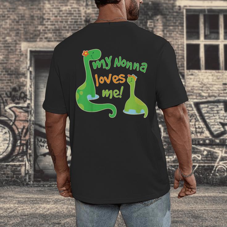 Kids My Nonna Loves Me Dinosaur Grandson Men's Back Print T-Shirt, funny design