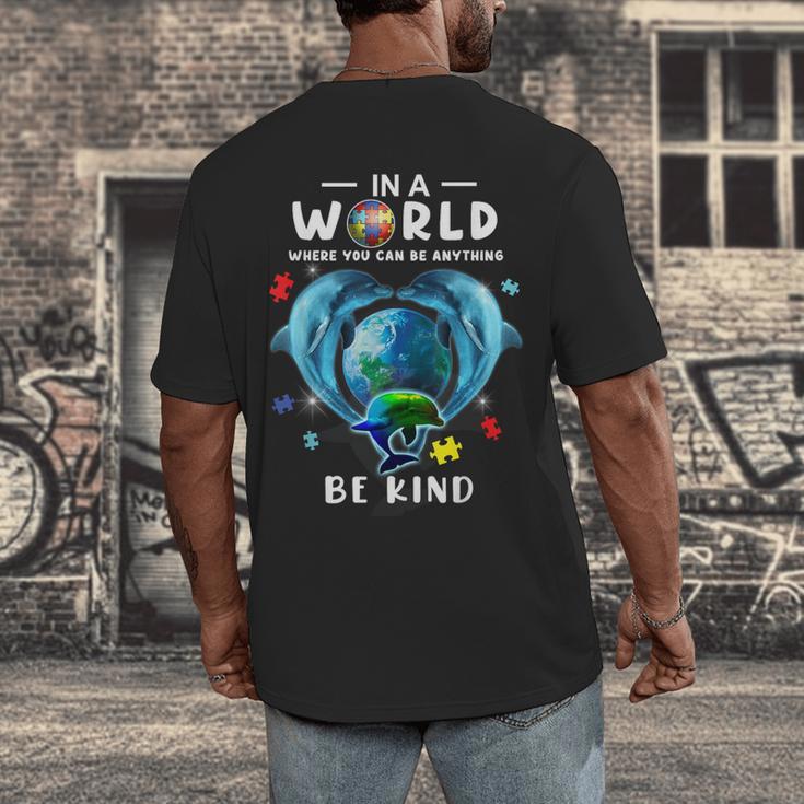 Be Kind Dolphin Autism Awareness Back To School Teacher Men Women Kids Men's Back Print T-Shirt, funny design