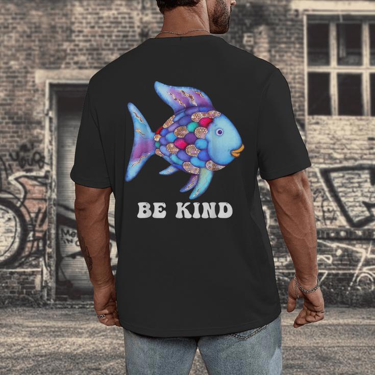 Be Kind Rainbow Fish Teacher Life Teaching Back To School Men's Back Print T-Shirt, funny design Be Kind Rainbow Fish Teacher Life Teaching Back To School Men's Back Print T-Shirt, funny design