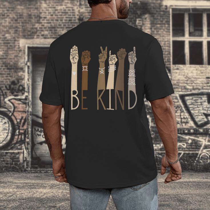 Be Kind Sign Language Hand Talking Teachers Interpreter ASL Men Women Men's Back Print T-Shirt, funny design