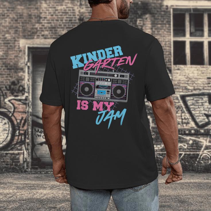 Kindergarten Is My Jam Vintage 80s Boombox Teacher Student Men's Back Print T-Shirt, funny design Kindergarten Is My Jam Vintage 80s Boombox Teacher Student Men's Back Print T-Shirt, funny design