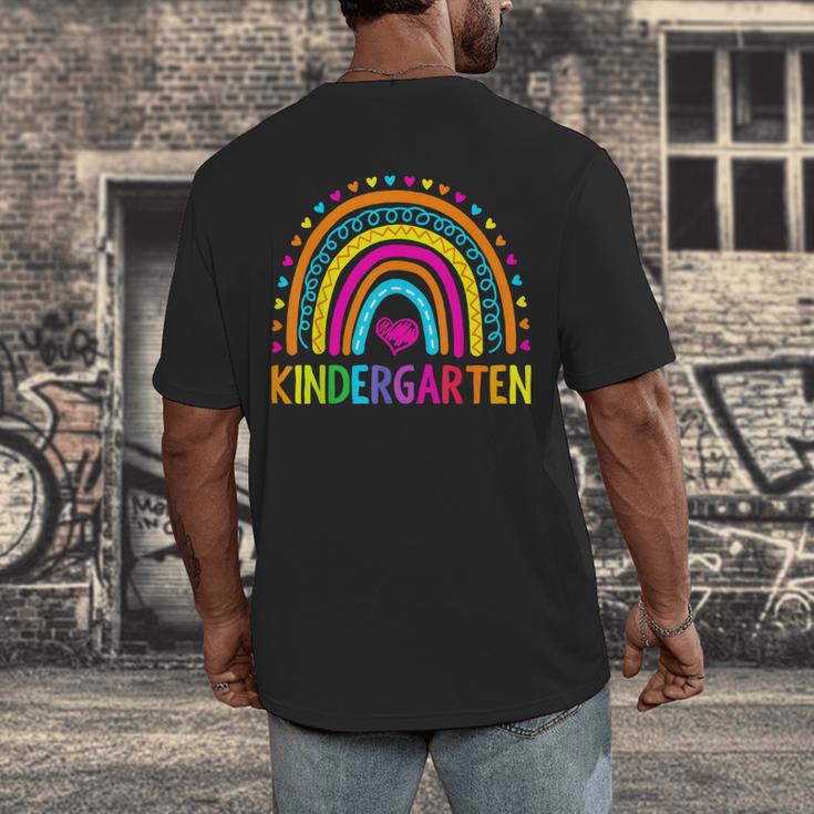 Kindergarten Rainbow Girls Boys Teacher First Day Of School Men's Back Print T-Shirt, funny design Kindergarten Rainbow Girls Boys Teacher First Day Of School Men's Back Print T-Shirt, funny design