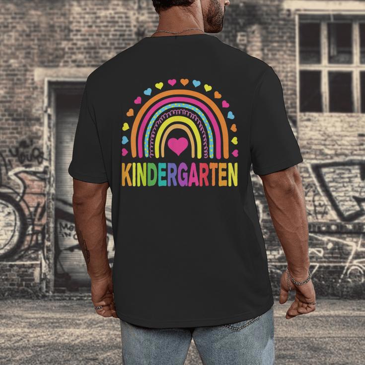 Kindergarten Rainbow Girls Boys Teacher Team Kinder Squad Men's Back Print T-Shirt, funny design Kindergarten Rainbow Girls Boys Teacher Team Kinder Squad Men's Back Print T-Shirt, funny design