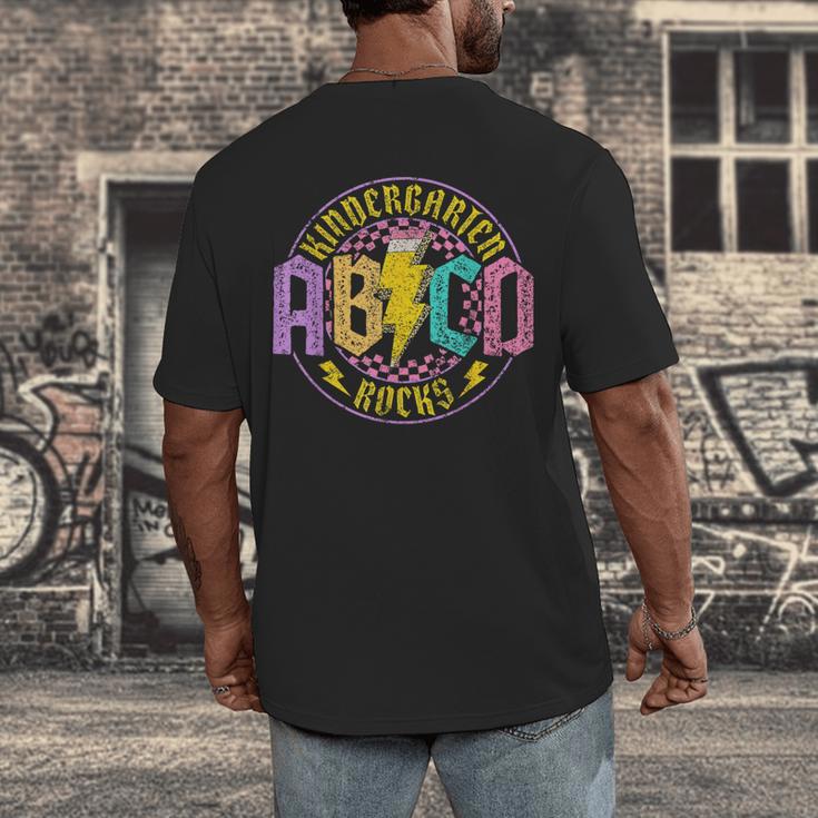 Kindergarten Rocks ABCD Back To School Rock Teacher Men's Back Print T-Shirt, funny design Kindergarten Rocks ABCD Back To School Rock Teacher Men's Back Print T-Shirt, funny design