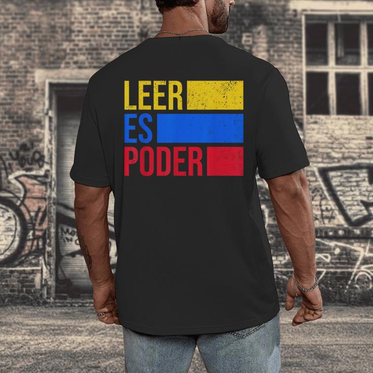 Leer Es Poder Colombian Spanish Teacher Maestra Colombia Men's Back Print T-Shirt, funny design Leer Es Poder Colombian Spanish Teacher Maestra Colombia Men's Back Print T-Shirt, funny design
