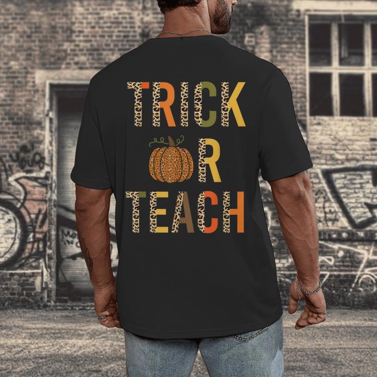 Leopard Trick Or Teach Halloween Teacher Costume Women Men's Back Print T-Shirt, funny design Leopard Trick Or Teach Halloween Teacher Costume Women Men's Back Print T-Shirt, funny design