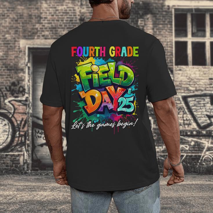 Let The Games Begin Fourth Grade Field Day 2025 Teacher Kid Men's Back Print T-Shirt, funny design Let The Games Begin Fourth Grade Field Day 2025 Teacher Kid Men's Back Print T-Shirt, funny design