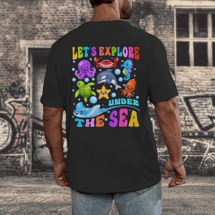 Let's Explore Under The Sea Back To School Student Teacher Men's Back Print T-Shirt, funny design Let's Explore Under The Sea Back To School Student Teacher Men's Back Print T-Shirt, funny design