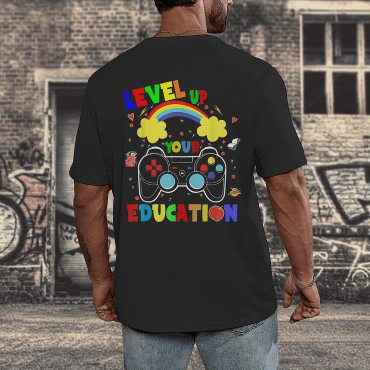 Level Up Your Education Gaming Inspired Teacher Gamers For Men Women Kids Men's Back Print T-Shirt, funny design Level Up Your Education Gaming Inspired Teacher Gamers For Men Women Kids Men's Back Print T-Shirt, funny design