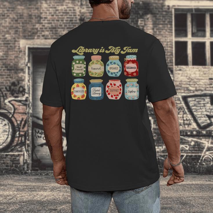 Library Is My Jam Librarian Appreciation Reading Teacher Men's Back Print T-Shirt, funny design Library Is My Jam Librarian Appreciation Reading Teacher Men's Back Print T-Shirt, funny design