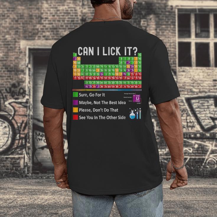 Can I Lick It Periodic Table Chart Science Teacher Cool Meme Men's Back Print T-Shirt, funny design Can I Lick It Periodic Table Chart Science Teacher Cool Meme Men's Back Print T-Shirt, funny design