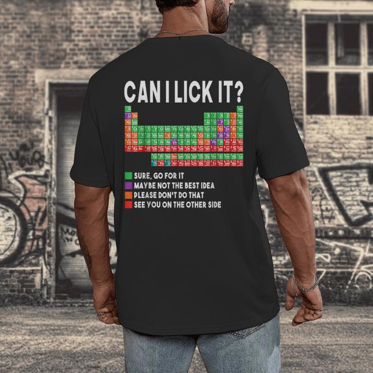 Can I Lick It Periodic Table Science Teacher Boy And Girls Men's Back Print T-Shirt, funny design Can I Lick It Periodic Table Science Teacher Boy And Girls Men's Back Print T-Shirt, funny design