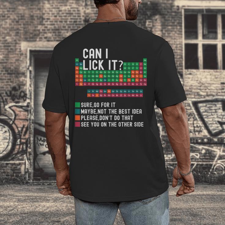 Can I Lick It Periodic Table Science Teacher Chemistry Men's Back Print T-Shirt, funny design Can I Lick It Periodic Table Science Teacher Chemistry Men's Back Print T-Shirt, funny design