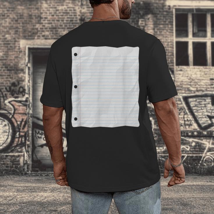 Lined Paper Notebook Halloween Costume For Students Teachers For Men Women Kids Men's Back Print T-Shirt, funny design