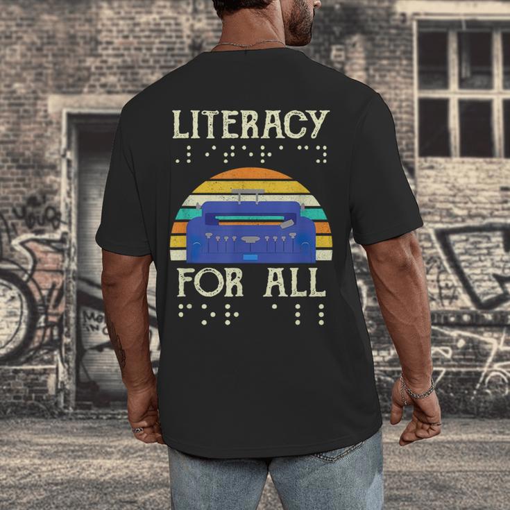 Literacy For All Visually Impaired Braille Teacher The Blind Men's Back Print T-Shirt, funny design