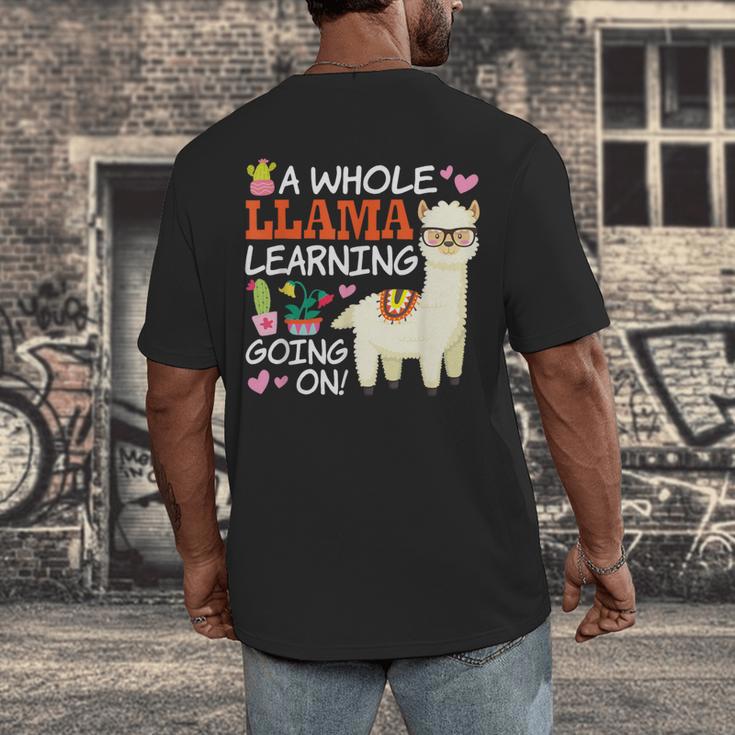 Llama Learning T Shirt Teachers Students Alpaca Lovers Men's Back Print T-Shirt, funny design Llama Learning T Shirt Teachers Students Alpaca Lovers Men's Back Print T-Shirt, funny design