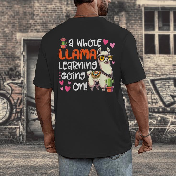 Llama Learning Teachers Students Alpaca Lover Back To School Men's Back Print T-Shirt, funny design Llama Learning Teachers Students Alpaca Lover Back To School Men's Back Print T-Shirt, funny design
