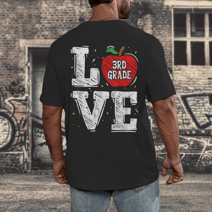 LOVE Apple 3rd Grade Teacher Student School Men's Back Print T-Shirt, funny design LOVE Apple 3rd Grade Teacher Student School Men's Back Print T-Shirt, funny design