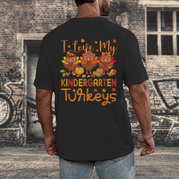 I Love My Kindergarten Turkeys Thanksgiving Teacher Students Men's Back Print T-Shirt, funny design I Love My Kindergarten Turkeys Thanksgiving Teacher Students Men's Back Print T-Shirt, funny design