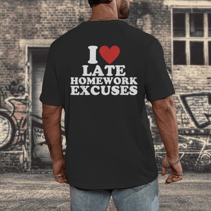 I Love Late Homework Excuses Sarcastic Teacher Lie For Men Women Men's Back Print T-Shirt, funny design I Love Late Homework Excuses Sarcastic Teacher Lie For Men Women Men's Back Print T-Shirt, funny design