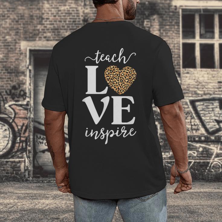 Love Leopard Print Teacher Cheetah School Inspire Teach Men's Back Print T-Shirt, funny design