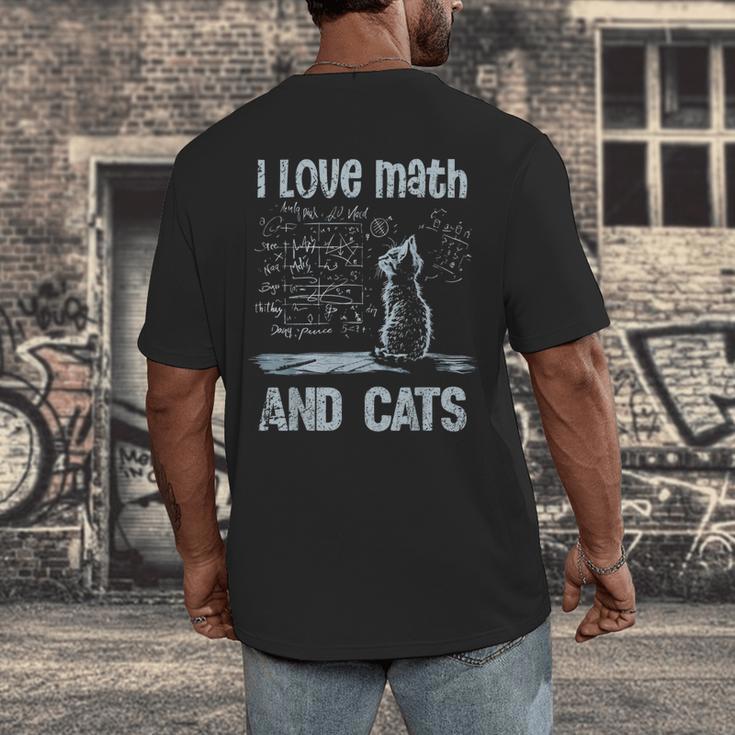 I Love Math And Cats Cat Lover Science Teacher Student Men's Back Print T-Shirt, funny design