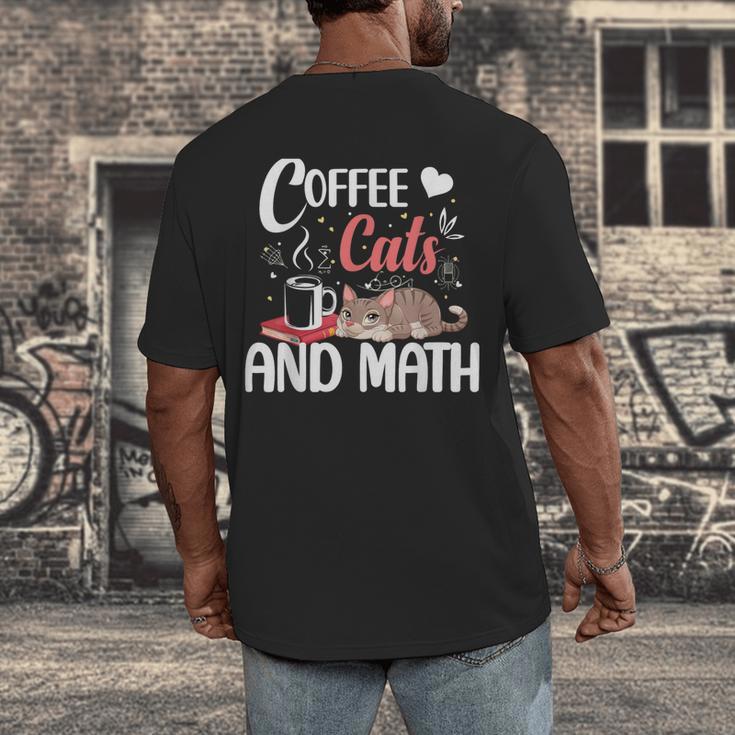 I Love Math Cats And Coffee Heart Mathematics Teacher Men's Back Print T-Shirt, funny design I Love Math Cats And Coffee Heart Mathematics Teacher Men's Back Print T-Shirt, funny design