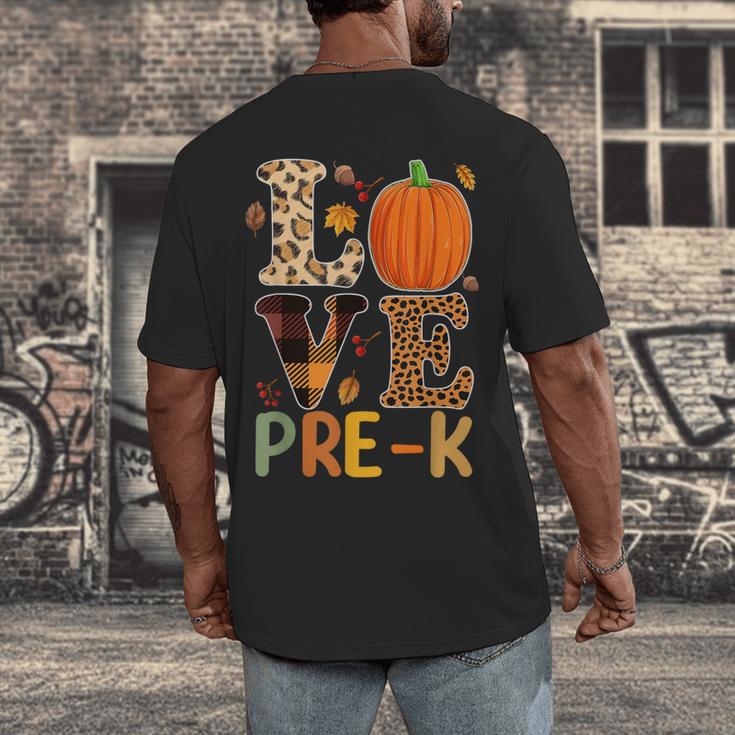 Love Pre-k Teacher Shirts Autumn Fall Pumpkin Fall Leopard Men's Back Print T-Shirt, funny design Love Pre-k Teacher Shirts Autumn Fall Pumpkin Fall Leopard Men's Back Print T-Shirt, funny design