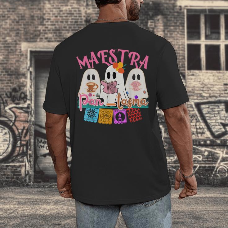 Maestra Pantasmas Conchas Teacher Mexican Halloween Men's Back Print T-Shirt, funny design Maestra Pantasmas Conchas Teacher Mexican Halloween Men's Back Print T-Shirt, funny design