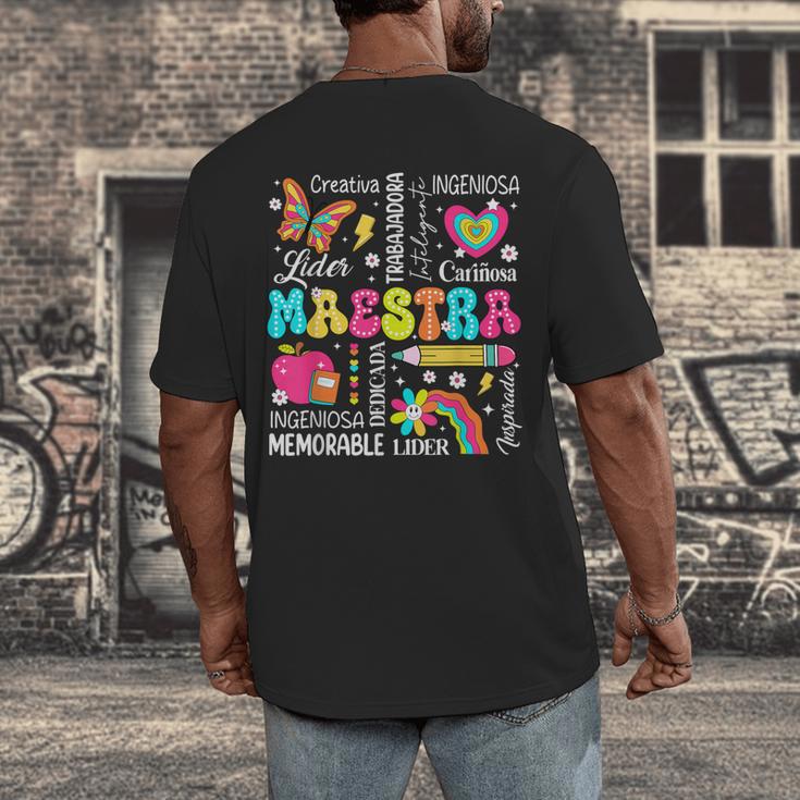 Maestra Spanish Teacher Back To School Maestra De Espanol Men's Back Print T-Shirt, funny design