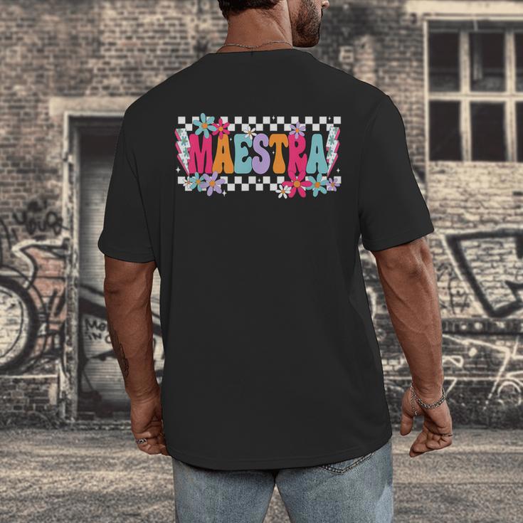 Maestra Teacher Spanish Back To School First Day Of School Men's Back Print T-Shirt, funny design Maestra Teacher Spanish Back To School First Day Of School Men's Back Print T-Shirt, funny design