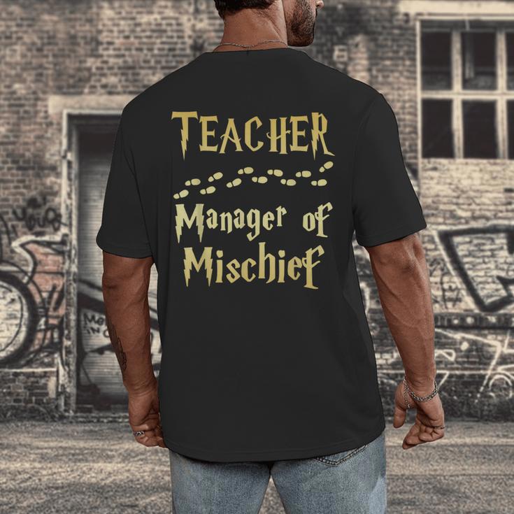 Magical Teacher Manager Of Mischief Birthday Family Party Men's Back Print T-Shirt, funny design Magical Teacher Manager Of Mischief Birthday Family Party Men's Back Print T-Shirt, funny design