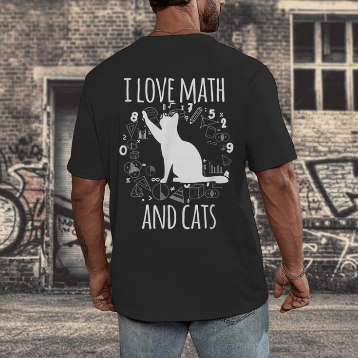 Math Nerd Math Teacher Cat Lover I Love Math And Cats Men's Back Print T-Shirt, funny design