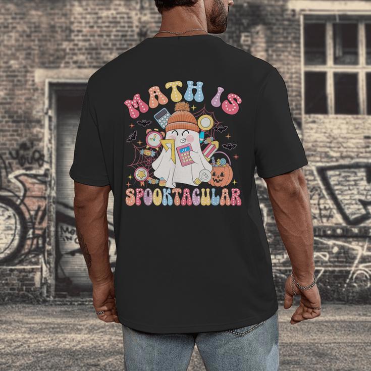 Math Is Spooktacular Math Teacher Spooky Halloween Men's Back Print T-Shirt, funny design Math Is Spooktacular Math Teacher Spooky Halloween Men's Back Print T-Shirt, funny design