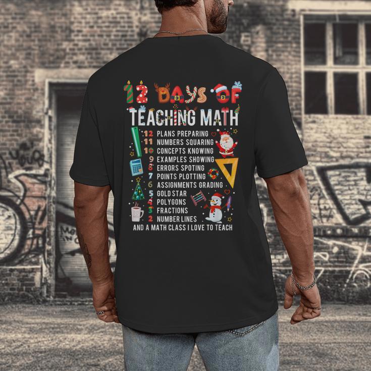 Math Teacher Christmas 12 Days Of Teaching Math Christmas Men's Back Print T-Shirt, funny design