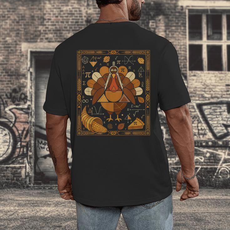 Math Turkey Teacher Thanksgiving Geometric Pi Equation Men's Back Print T-Shirt, funny design