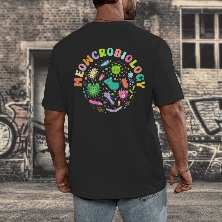 Meowcrobiology Cats Microbiology Science Teacher Men's Back Print T-Shirt, funny design