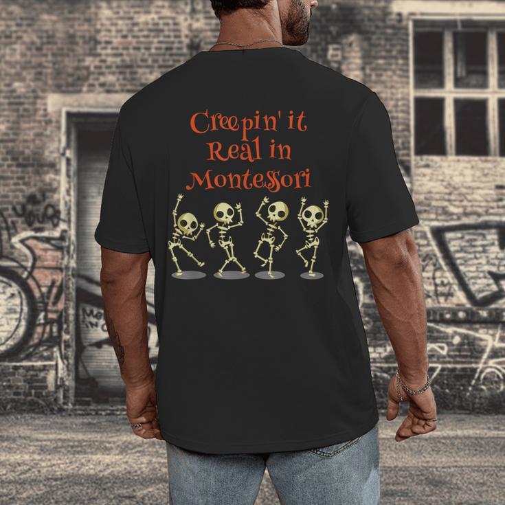 Montessori Creepin' It Real HALLOWEEN School Teacher Shirt Men's Back Print T-Shirt, funny design