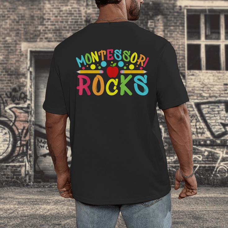 Montessori Rocks Montessori Teacher Back To School Men's Back Print T-Shirt, funny design Montessori Rocks Montessori Teacher Back To School Men's Back Print T-Shirt, funny design