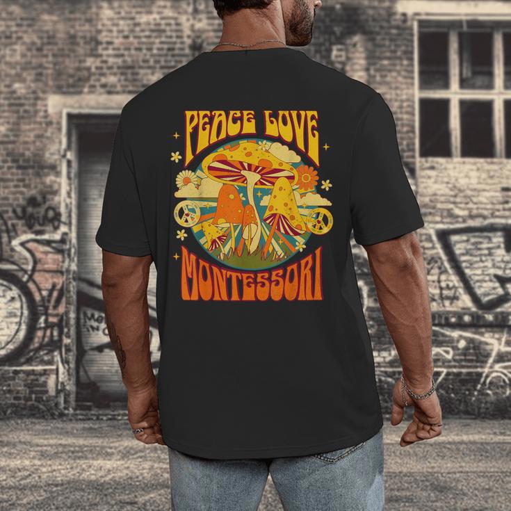 Montessori School Montessori Teacher Peace Love Montessori For Men Women Men's Back Print T-Shirt, funny design