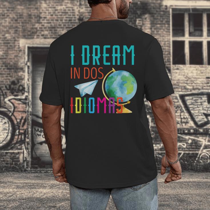 Multilingual Teacher In Dos Idiomas Linguist Language Men's Back Print T-Shirt, funny design