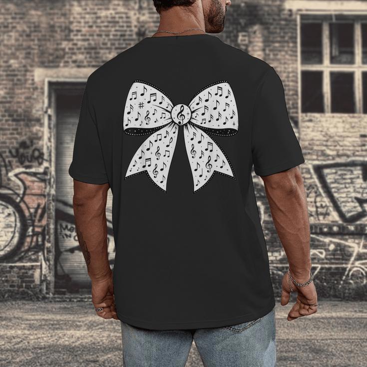 Music Notes Coquette Bow Music Teacher School Musician Band Men's Back Print T-Shirt, funny design Music Notes Coquette Bow Music Teacher School Musician Band Men's Back Print T-Shirt, funny design