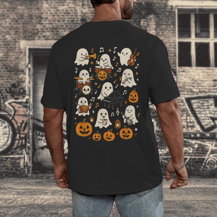 Music Teacher Orchestra Shirt Spooky Halloween Ghost Band Men's Back Print T-Shirt, funny design