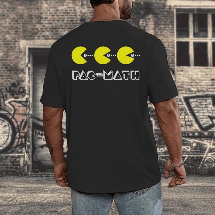 Nerdy Pac-Math Nom Retro Game Precalculus Math Teacher Men's Back Print T-Shirt, funny design Nerdy Pac-Math Nom Retro Game Precalculus Math Teacher Men's Back Print T-Shirt, funny design