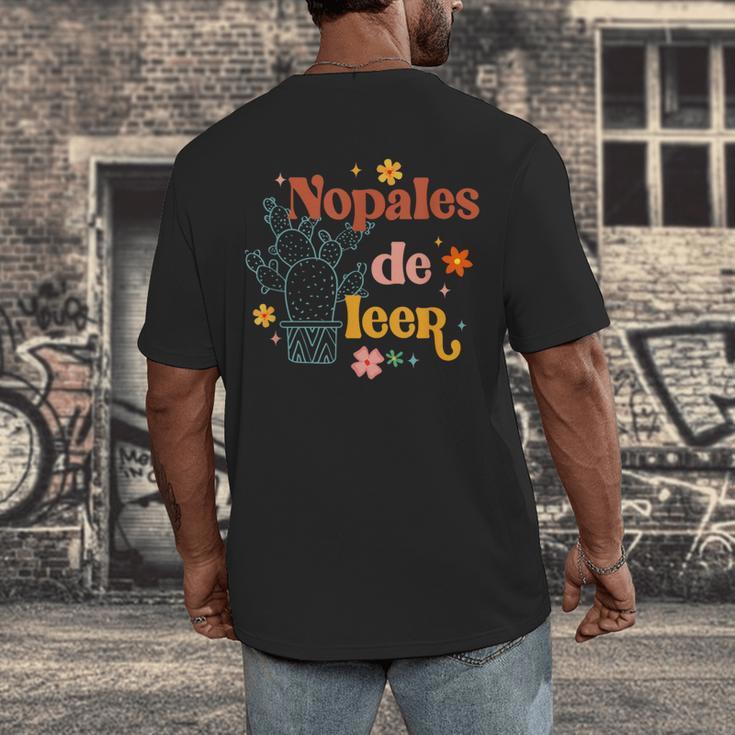 Nopales De Leer Spanish Teacher Maestra Cactus Bilingual Men's Back Print T-Shirt, funny design Nopales De Leer Spanish Teacher Maestra Cactus Bilingual Men's Back Print T-Shirt, funny design