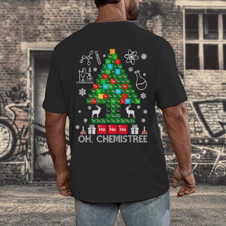 Oh Chemistree Scientist Chemical Christmas Xmas Teacher Men's Back Print T-Shirt, funny design